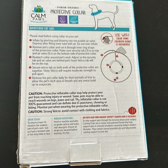 Calm Paws Inflatable Protective Collar Medium Dogs Neck size 10"-13" - Picture 3 of 4